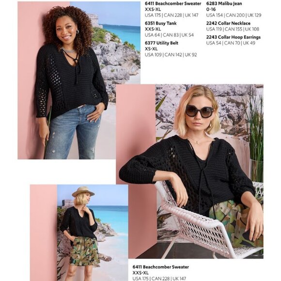 CAbi 6411 Beachcomber Black Knit Sweater L - Picture 8 of 10